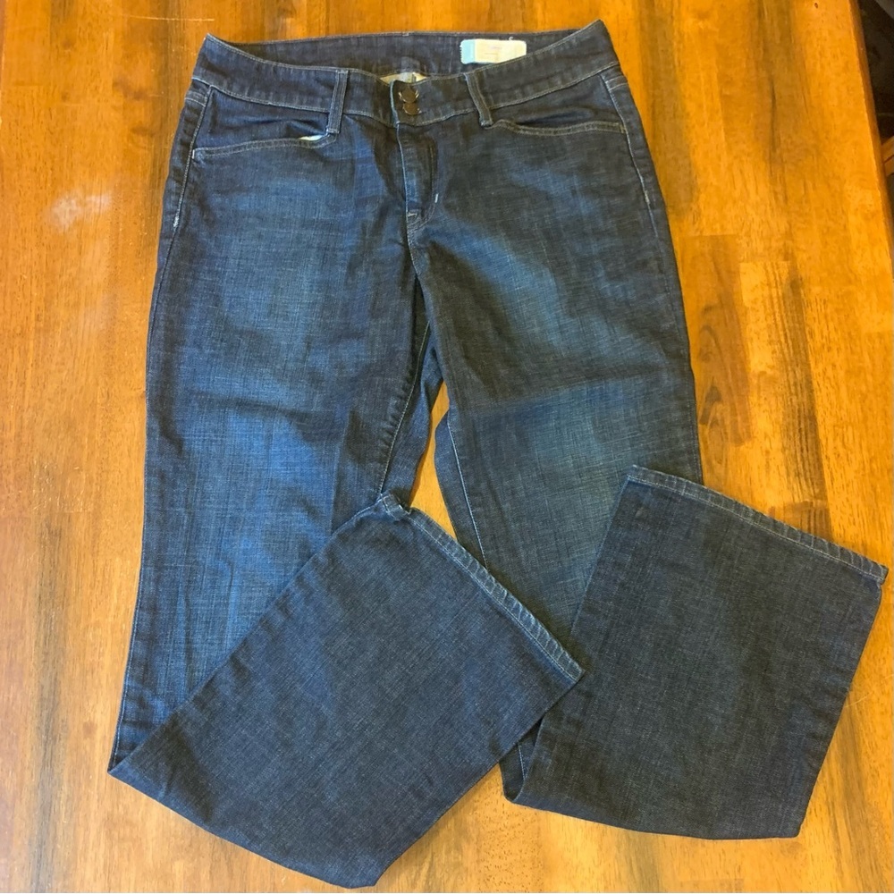 GAP Jeans 12 L Dark Denim Blue Curvy Flare Wide Leg Stretch Casual Double Button